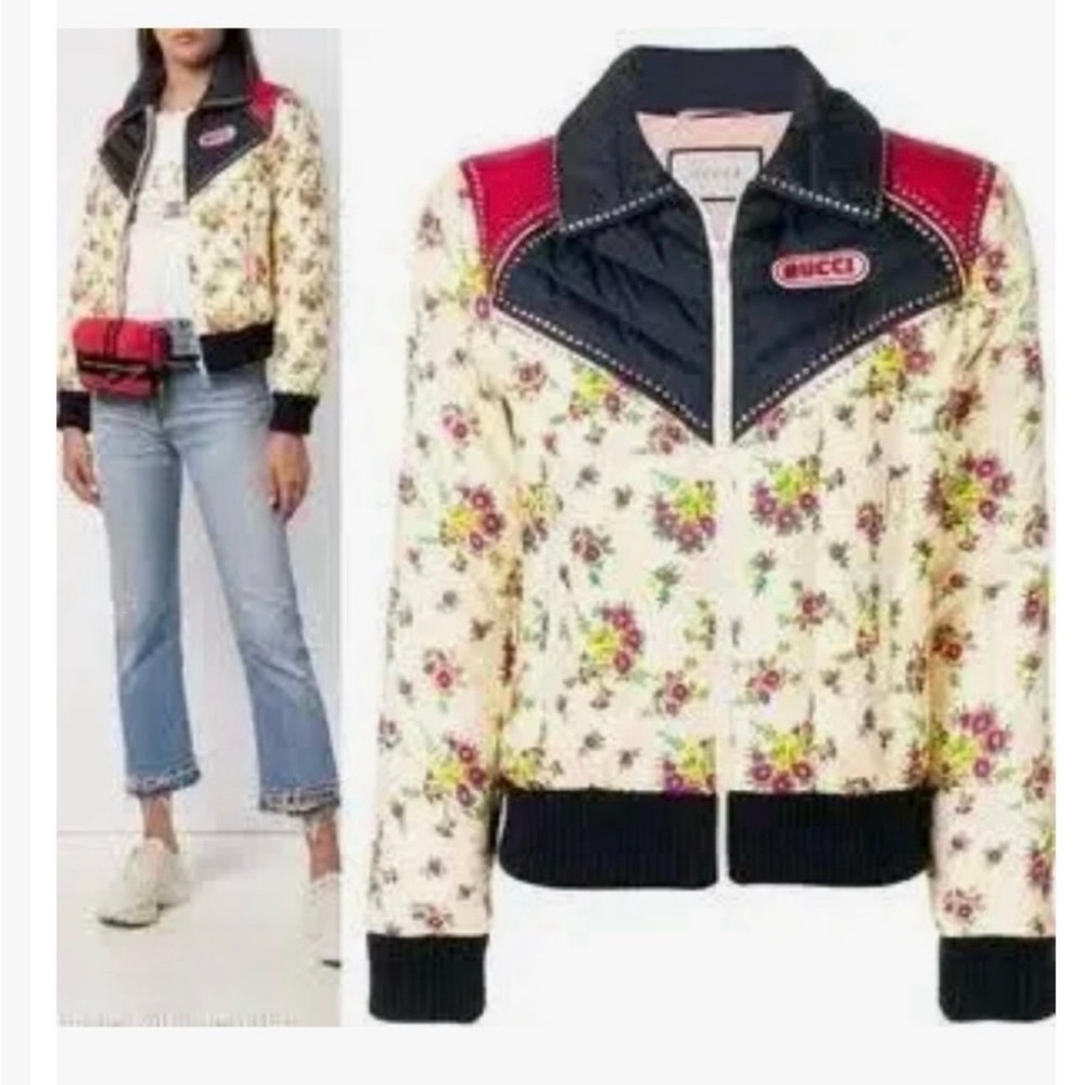 Gucci 2018 Floral Print Biker Jacket